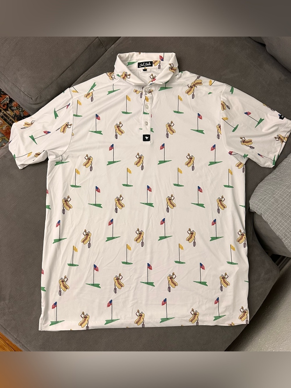 Bad Birdie Dogs At The Turn Hot Dog Performance Golf Polo Shirt - Men's XXL